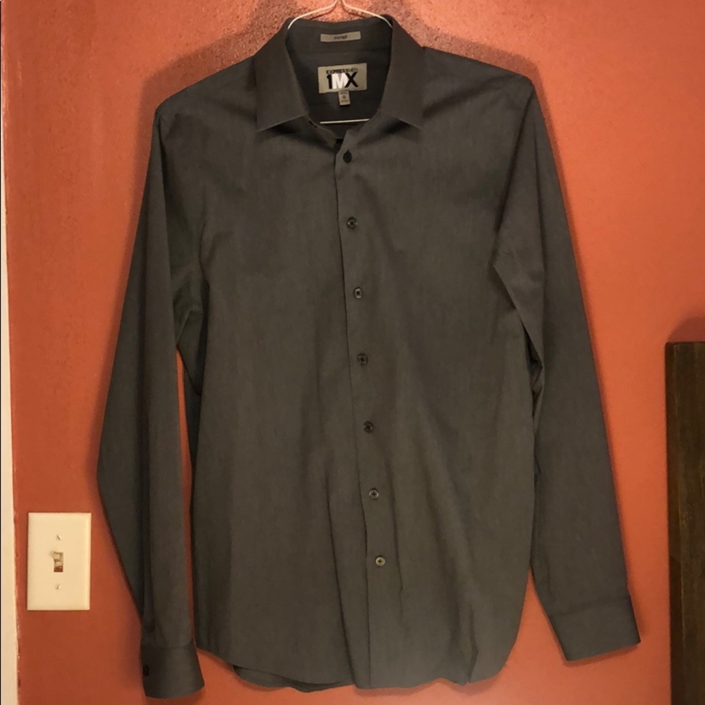 Men’s Express Fitted Long Sleeve Dress Shirt